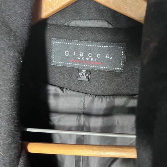 Long Peacoat Style sz 3X Giacca Gallery woman Black wool blend - Picture 6 of 10